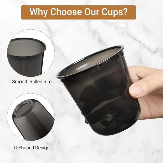 Alt view image 3 of 7 - Soelomu 12 oz Black Plastic Cups, 50 Pcs Disposable Stemless Wine Glasses | Round Bottom, Cocktail Party Cups for Birthday Meeting Gathering