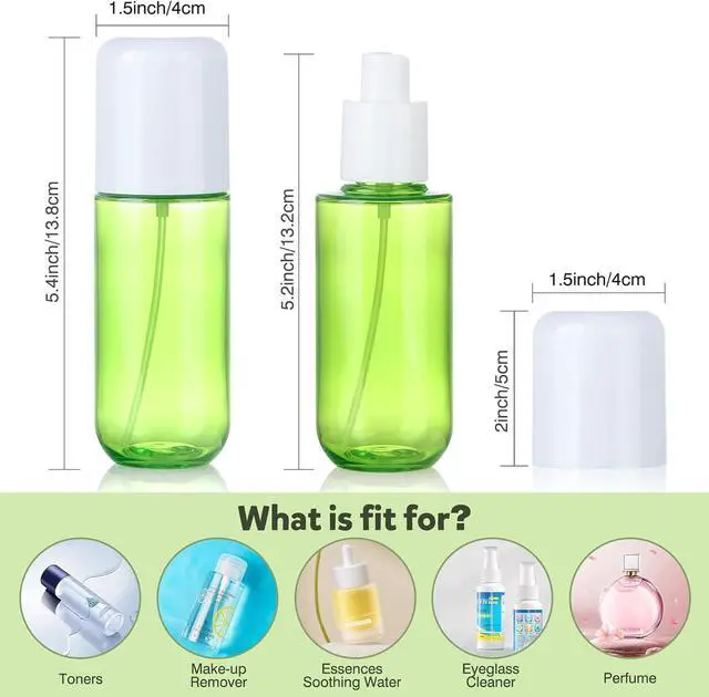 Alt view image 2 of 7 - Bynccea Small Spray Bottle Travel Size 3.4oz/100ml Plastic Mini Bottle Set - Fine Mist Mini Empty Spray Bottles - Refillable Spray Bottles for Cleaning Solutions, Perfume, Liquid Cosmetics