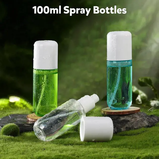 Alt view image 7 of 7 - Bynccea Small Spray Bottle Travel Size 3.4oz/100ml Plastic Mini Bottle Set - Fine Mist Mini Empty Spray Bottles - Refillable Spray Bottles for Cleaning Solutions, Perfume, Liquid Cosmetics