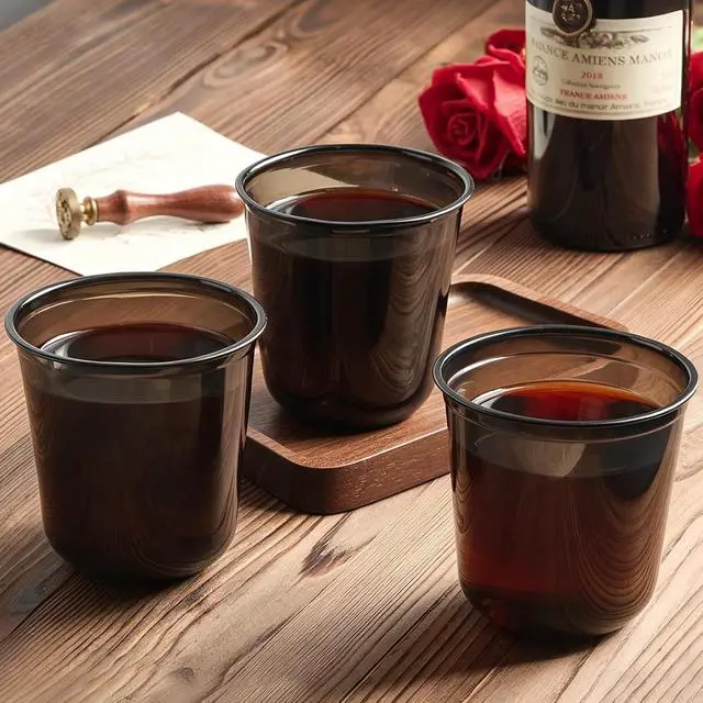 Alt view image 4 of 7 - Soelomu 12 oz Black Plastic Cups, 50 Pcs Disposable Stemless Wine Glasses | Round Bottom, Cocktail Party Cups for Birthday Meeting Gathering