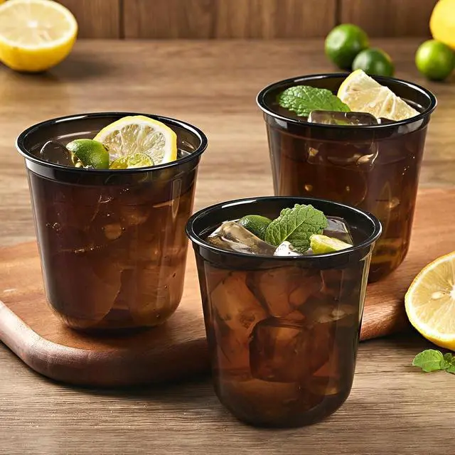 Alt view image 5 of 7 - Soelomu 12 oz Black Plastic Cups, 50 Pcs Disposable Stemless Wine Glasses | Round Bottom, Cocktail Party Cups for Birthday Meeting Gathering