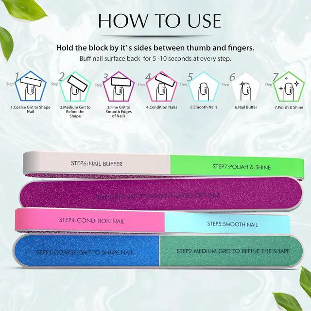 Alt view image 3 of 7 - 7 Way Nail Buffer Block for Natural Nails Shine Smoother Upgraded Buffing Block Seven Steps Polisher Fingernail Files Buffer 150/320/600/1200/4000 Grit for Shinning Buff Nails