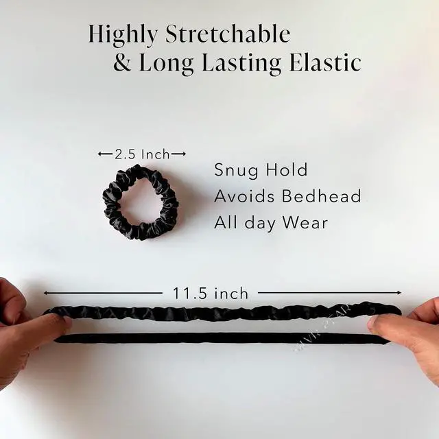 Alt view image 4 of 7 - Silvr Bear Luxury Satin Skinny Scrunchies, 6 Count - Black Skinny, Hair Ties for Women, Girls and Men, Softer than Silk Scrunchies, Hair Accessories for All Hair Types