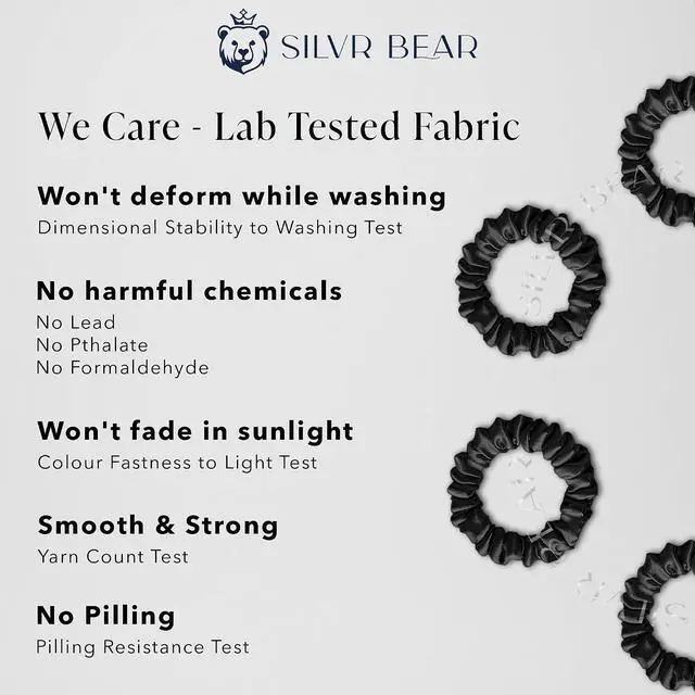 Alt view image 5 of 7 - Silvr Bear Luxury Satin Skinny Scrunchies, 6 Count - Black Skinny, Hair Ties for Women, Girls and Men, Softer than Silk Scrunchies, Hair Accessories for All Hair Types