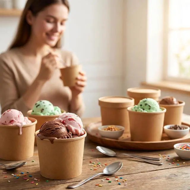 Alt view image 7 of 7 - PakTalk Paper Soup Bowls with Lids, Disposable Ice Cream Cups Kraft Paper Soup Bowls 26oz To Go Soup Containers with Lids for Hot Soups, Food Storage, Ice Creams(10 Sets, 26 oz)