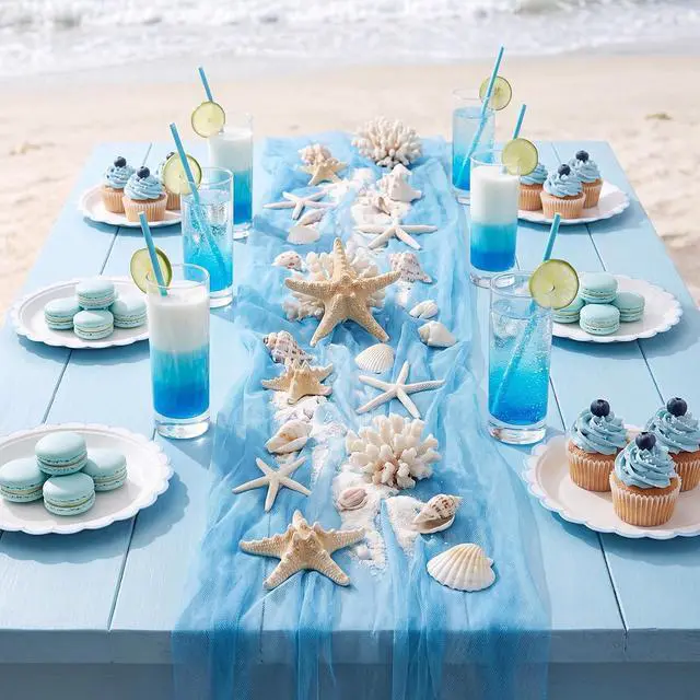 Alt view image 7 of 7 - NatNarr 30 Pcs Light Blue Plates 9" Scalloped Blue and White Dessert Plates | Cute Blue Paper Plates for Nautical Summer Pool Party Birthday Baby Bridal Shower Beach Wedding, Oil- and Water-Resistant