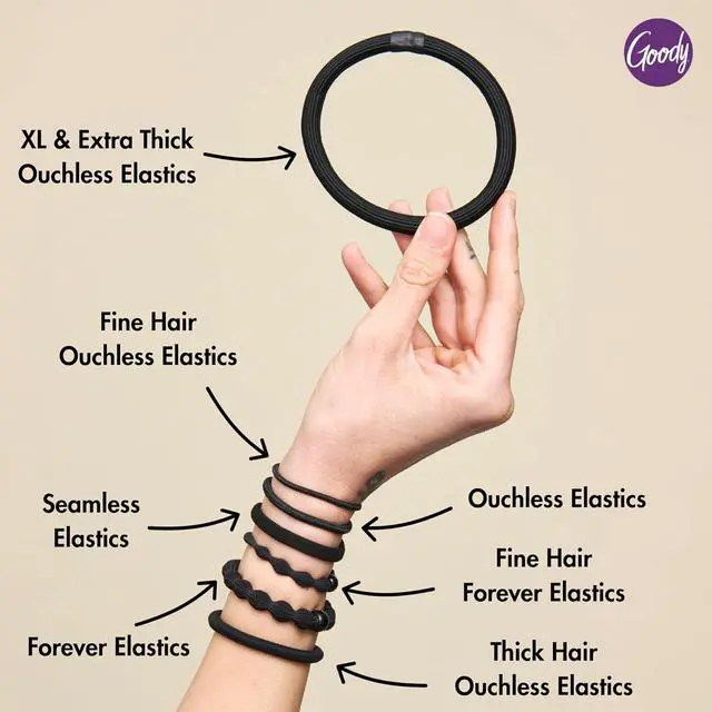 Alt view image 6 of 6 - Goody Ouchless Forever Hair Elastics-10 Ct,Assorted Neon,Damage-Free Bands,3X Stronger Hair Ties,Retainable Shape,16 Strand Inner Core,Hair-Accessories for Women&Men,All-Hair Types,(Pack of 2)