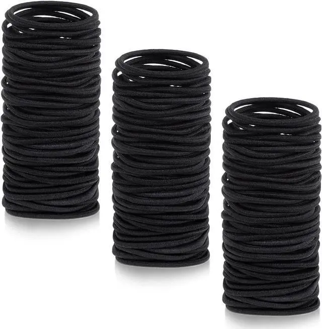 Main image of Anezus 250 Pcs Black Elastics Small Hair Ties Elastics Small Hair Rubber Bands Accessories Ponytail Holders for Women Girls Baby Toddlers Men with Thick Straight Curly Hair, 3 mm
