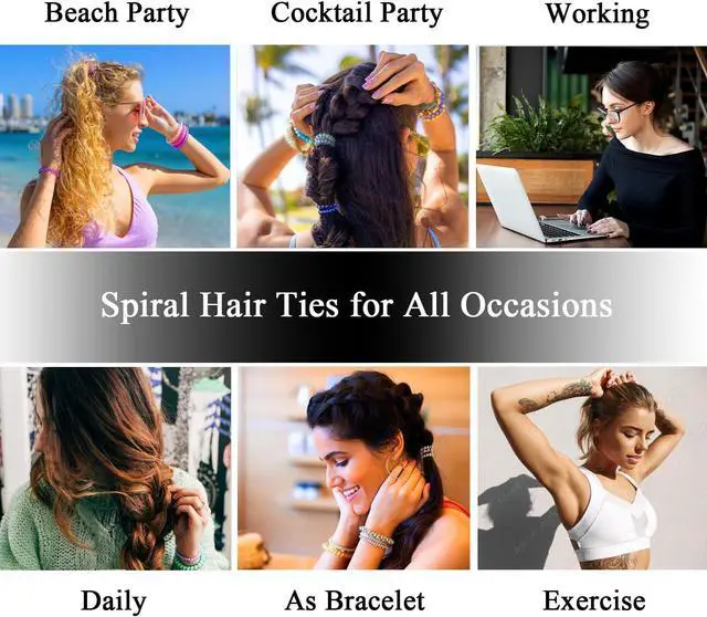 Alt view image 6 of 6 - Purple Spiral Hair Ties, No Crease Coil Hair Ties for Women, 20 Pcs | Purple Hair Ties, Purple Elastics, Elastic Hairties, Ponytail Holders, for Women Girls, No Damage, for Thick and Thin Hair
