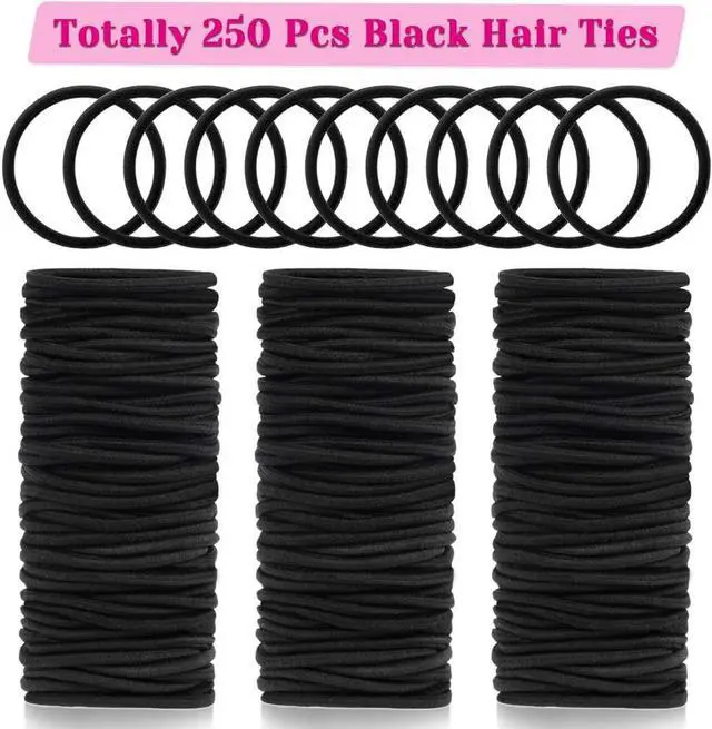 Alt view image 2 of 7 - Anezus 250 Pcs Black Elastics Small Hair Ties Elastics Small Hair Rubber Bands Accessories Ponytail Holders for Women Girls Baby Toddlers Men with Thick Straight Curly Hair, 3 mm