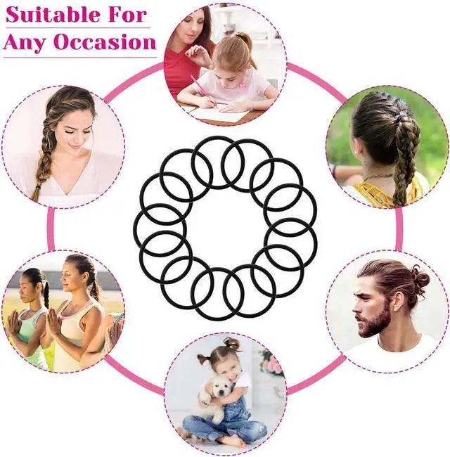 Alt view image 3 of 7 - Anezus 250 Pcs Black Elastics Small Hair Ties Elastics Small Hair Rubber Bands Accessories Ponytail Holders for Women Girls Baby Toddlers Men with Thick Straight Curly Hair, 3 mm