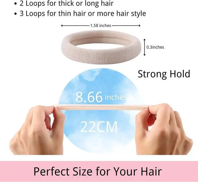 Alt view image 2 of 7 - LuSeren 120PCS Soft Hair Ties for Women No Damage Ouchless Nylon Hair Accessories, Seamless Fabric Ponytail Holders for Daily Use (Natural Colors)