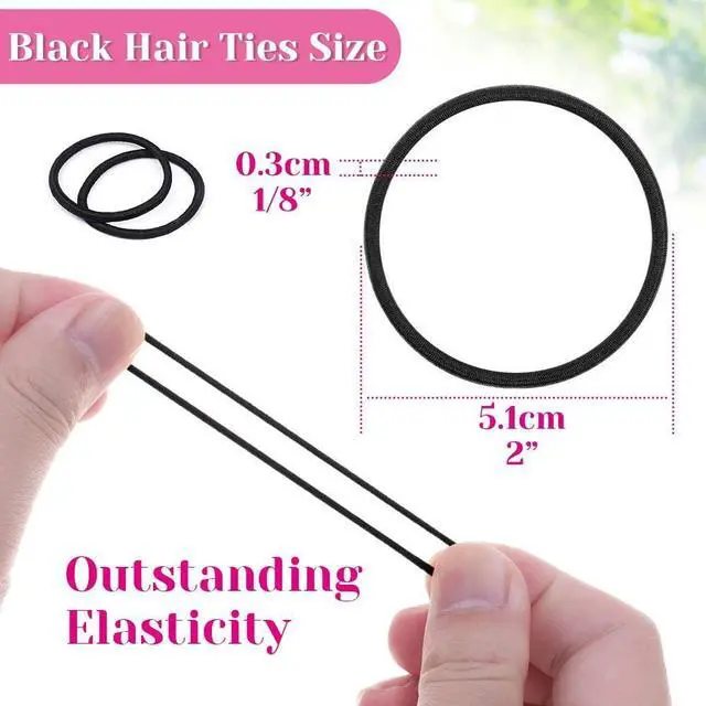 Alt view image 4 of 7 - Anezus 250 Pcs Black Elastics Small Hair Ties Elastics Small Hair Rubber Bands Accessories Ponytail Holders for Women Girls Baby Toddlers Men with Thick Straight Curly Hair, 3 mm