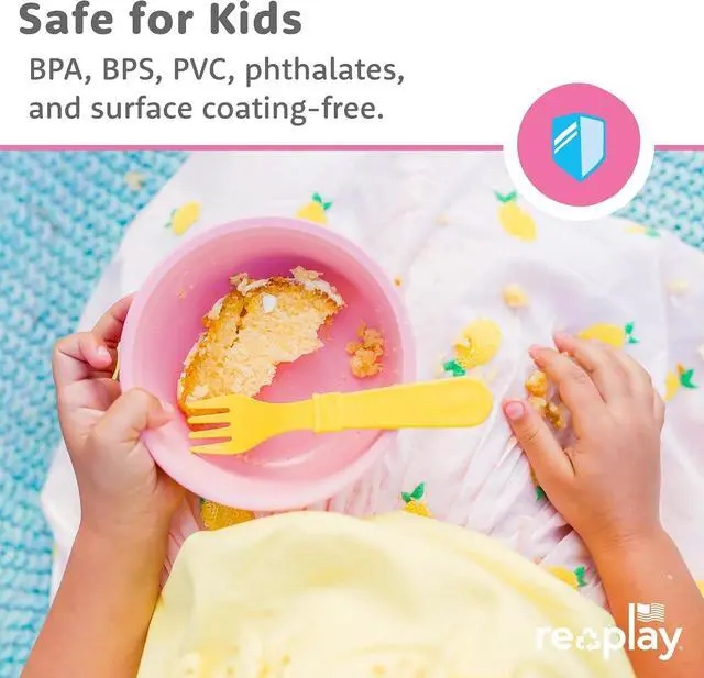 Alt view image 4 of 7 - Re-Play 12 oz. Toddler Bowls Set of 3 - Kids Deep-Walled, Durable & Reusable Snack and Meal Bowls, Dishwasher & Microwave Safe, BPA-Free, Made in USA from Recycled Plastic, Aqua, Lime, Yellow