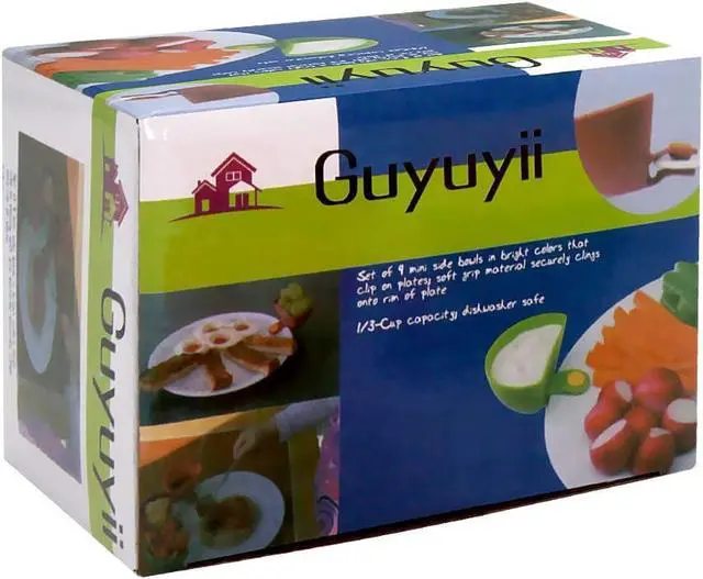 Alt view image 2 of 7 - Guyuyii 8-Pack Colorful and Reusable Dip Clips for Plates, Dishwasher Safe | 1/3-Cup Clip-On Dip Cups for Movie Nights, BBQ, Family Use, Road Trips, Fast-Food Meals, Portion Control | for Most Plates