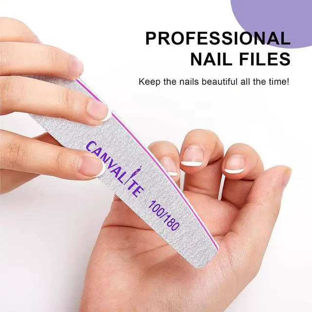 Alt view image 7 of 7 - Canvalite 10 PCS Nail File Professional Nail Files Reusable Double Sided Emery Board(100/180 Grit) Nail Styling Tools for Home and Salon Use Christmas Gifts for Women