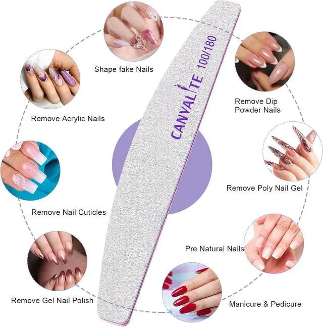 Alt view image 4 of 7 - Canvalite 10 PCS Nail File Professional Nail Files Reusable Double Sided Emery Board(100/180 Grit) Nail Styling Tools for Home and Salon Use Christmas Gifts for Women
