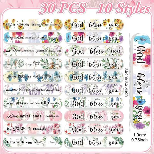 Alt view image 3 of 7 - 30 Christian Gift for Women Bible Verse Emery Board Nail Files Bulk | Religious Gift for Teachers Employees Staff, First Communion Church Gifts, Bible Scripture Inspirational