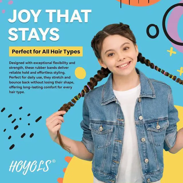 Alt view image 2 of 7 - HOYOLS Hair Rubber Bands, 1500 Pcs Colorful Mini Elastic Hair Ties | Soft TPU Mini Elastics in Rainbow Colors, Gentle No-Pull Hold for Braids, Ponytails and Daily Styling for Women and Teens