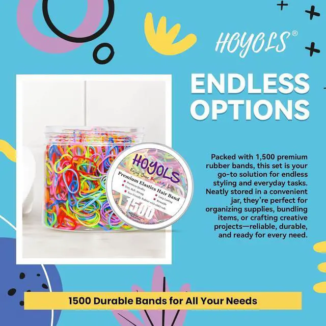Alt view image 4 of 7 - HOYOLS Hair Rubber Bands, 1500 Pcs Colorful Mini Elastic Hair Ties | Soft TPU Mini Elastics in Rainbow Colors, Gentle No-Pull Hold for Braids, Ponytails and Daily Styling for Women and Teens