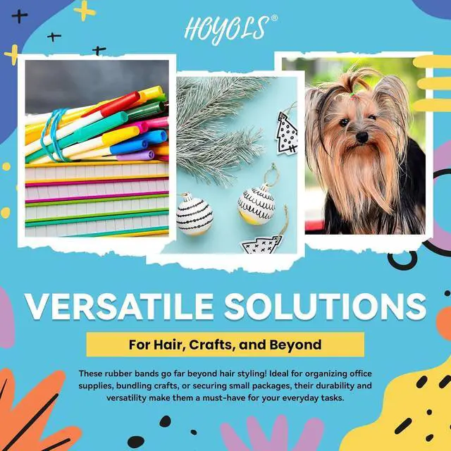 Alt view image 7 of 7 - HOYOLS Hair Rubber Bands, 1500 Pcs Colorful Mini Elastic Hair Ties | Soft TPU Mini Elastics in Rainbow Colors, Gentle No-Pull Hold for Braids, Ponytails and Daily Styling for Women and Teens