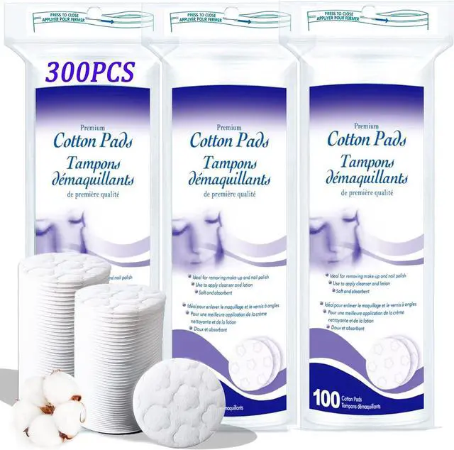 Main image of Round Cotton Pads for Face, 300 Count Cotton Rounds | Premium Cotton Rounds, Lint-Free Makeup Remover Pads, Suitable for & Eye & Facial Pads Cleansing Cotton