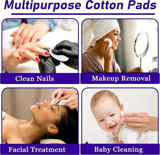 Alt view image 5 of 5 - Round Cotton Pads for Face, 300 Count Cotton Rounds | Premium Cotton Rounds, Lint-Free Makeup Remover Pads, Suitable for & Eye & Facial Pads Cleansing Cotton