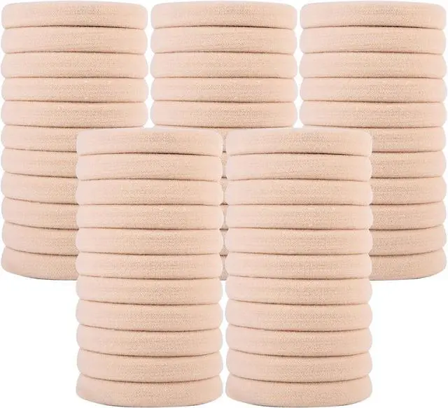 Main image of Qarwayoc Large Blonde Hair Ties, No Damage, Blonde, 2 In Dia, 50PCS | Seamless Hair Bands, Soft Elastic Ponytail Holders for Thick Hair, Cotton Pony Tails Hair Ties For Everyday Use