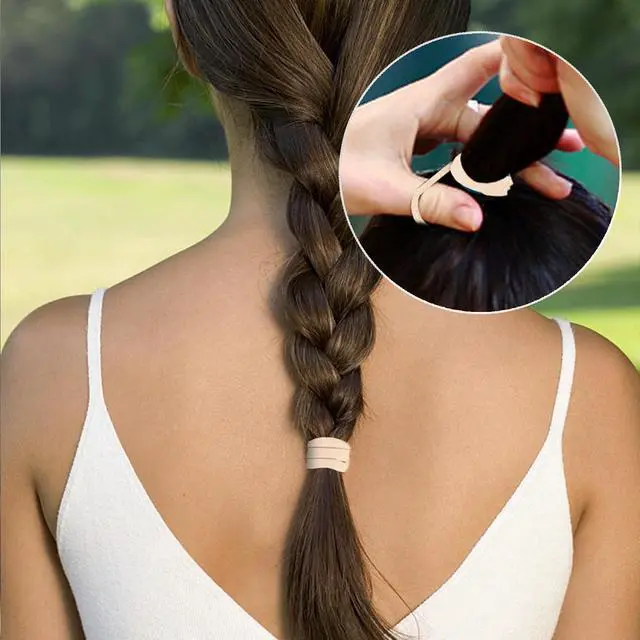 Alt view image 4 of 6 - Qarwayoc Large Blonde Hair Ties, No Damage, Blonde, 2 In Dia, 50PCS | Seamless Hair Bands, Soft Elastic Ponytail Holders for Thick Hair, Cotton Pony Tails Hair Ties For Everyday Use