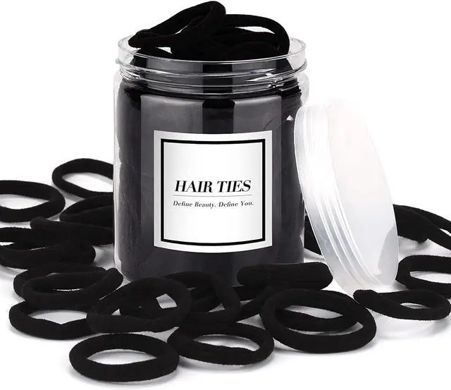 Main image of iFwevs 50PCS Black Hair Ties,Cotton Seamless Ponytail Holders,No Damage Elastics Hair Bands for Thick Heavy &Curly Hair