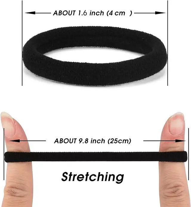 Alt view image 2 of 5 - iFwevs 50PCS Black Hair Ties,Cotton Seamless Ponytail Holders,No Damage Elastics Hair Bands for Thick Heavy &Curly Hair