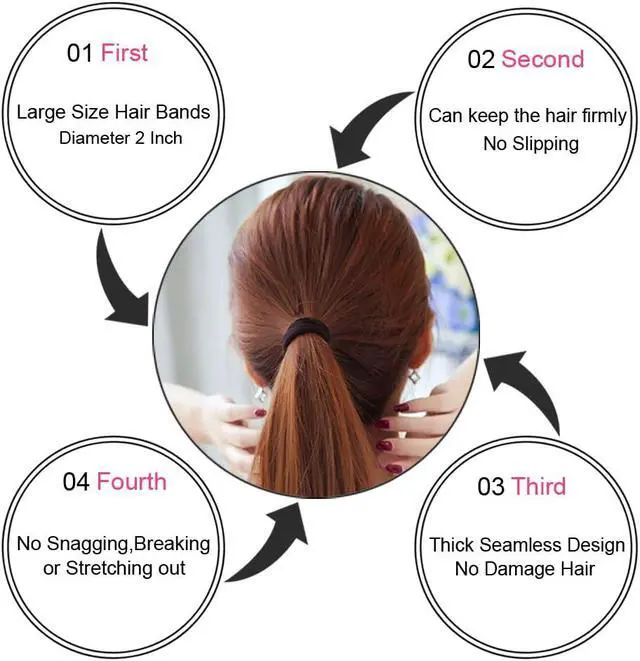 Alt view image 3 of 7 - J-MEE Hair Bands Hair ties for Thick Hair 100PCS Seamless Cotton Simply Ponytail Holders Headband Scrunchies Hair Accessories No Crease Damage (Neutral Colors)