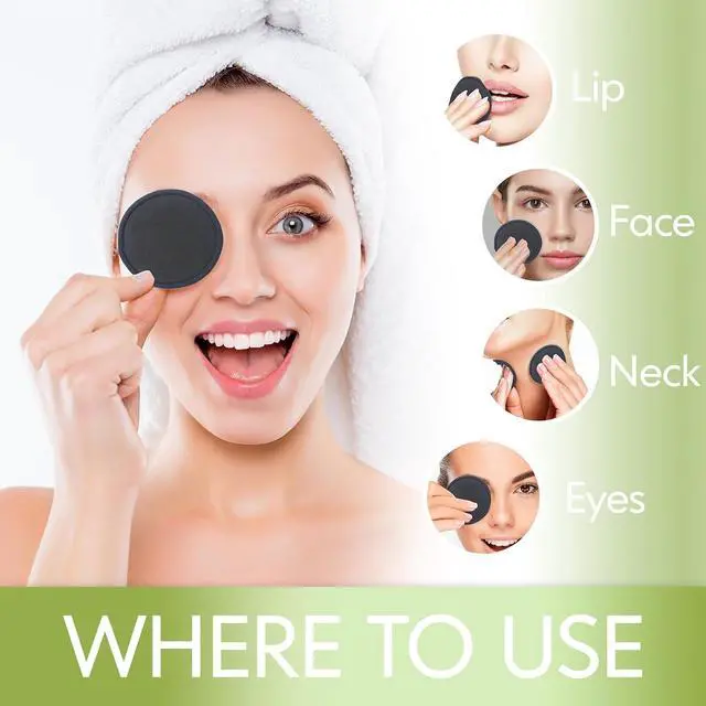 Alt view image 2 of 7 - Reusable Makeup Remover Pads 20 Pack Reusable Makeup Cotton Rounds with Laundry Bag|Soft Black Cotton Makeup Remover Pads for Face