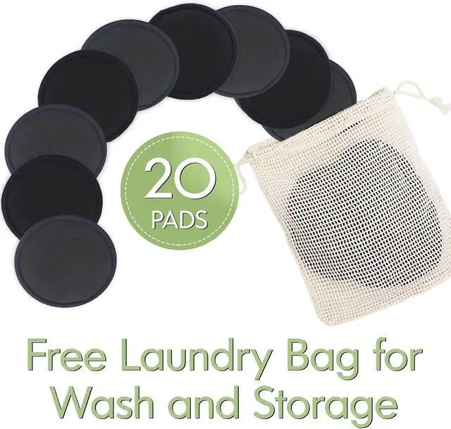 Alt view image 6 of 7 - Reusable Makeup Remover Pads 20 Pack Reusable Makeup Cotton Rounds with Laundry Bag|Soft Black Cotton Makeup Remover Pads for Face