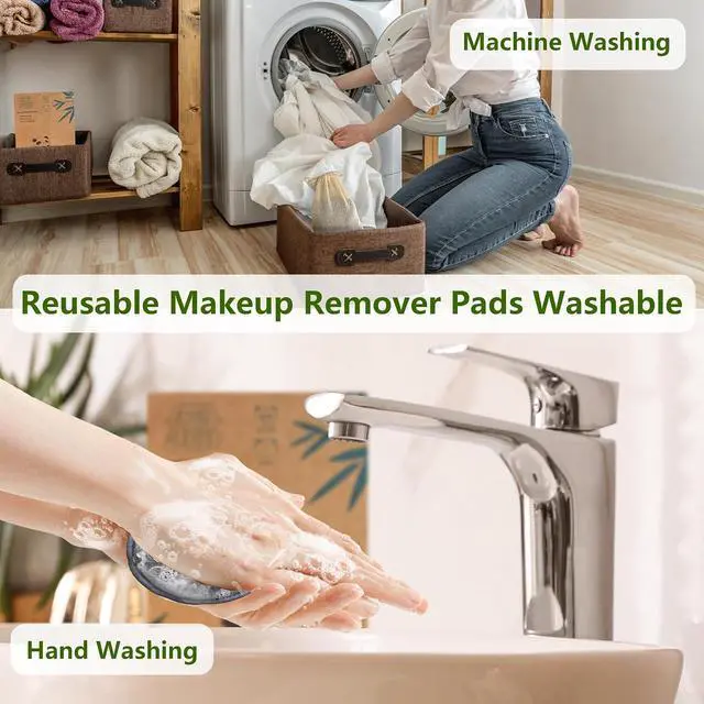 Alt view image 5 of 7 - Reusable Makeup Remover Pads 20 Pack Reusable Makeup Cotton Rounds with Laundry Bag|Soft Black Cotton Makeup Remover Pads for Face