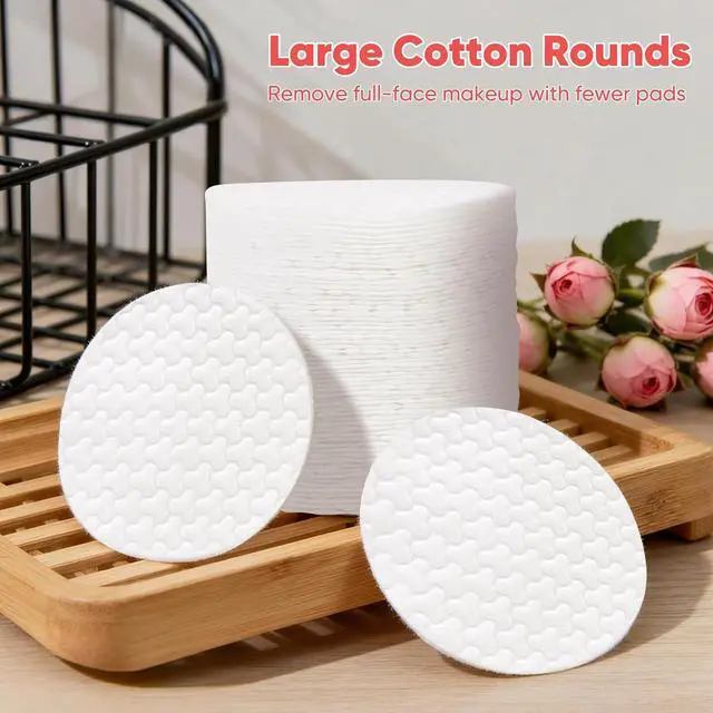 Alt view image 2 of 7 - ICOTLE 200 Count Large Cotton Rounds, 100% Pure Cotton Pads, 2.76 Inch Diameter, Soft and Skin-Friendly, Dual-Sided for Makeup Removal, Skincare, Facial Care and Daily Cleansing