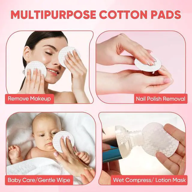 Alt view image 5 of 7 - ICOTLE 200 Count Large Cotton Rounds, 100% Pure Cotton Pads, 2.76 Inch Diameter, Soft and Skin-Friendly, Dual-Sided for Makeup Removal, Skincare, Facial Care and Daily Cleansing