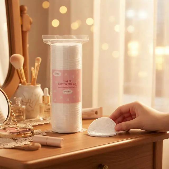 Alt view image 7 of 7 - ICOTLE 200 Count Large Cotton Rounds, 100% Pure Cotton Pads, 2.76 Inch Diameter, Soft and Skin-Friendly, Dual-Sided for Makeup Removal, Skincare, Facial Care and Daily Cleansing