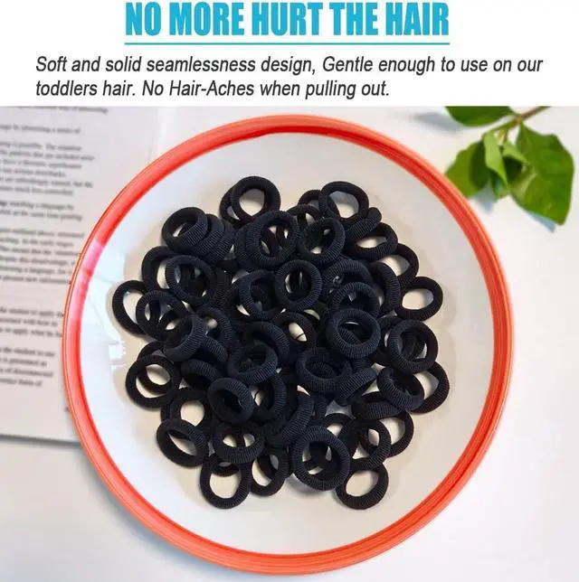 Alt view image 3 of 7 - Baby Hair Ties, Elastic Hair Bands Small Hair Ties for Girls Rubber Bands Elastic Ponytail Holders (Black)