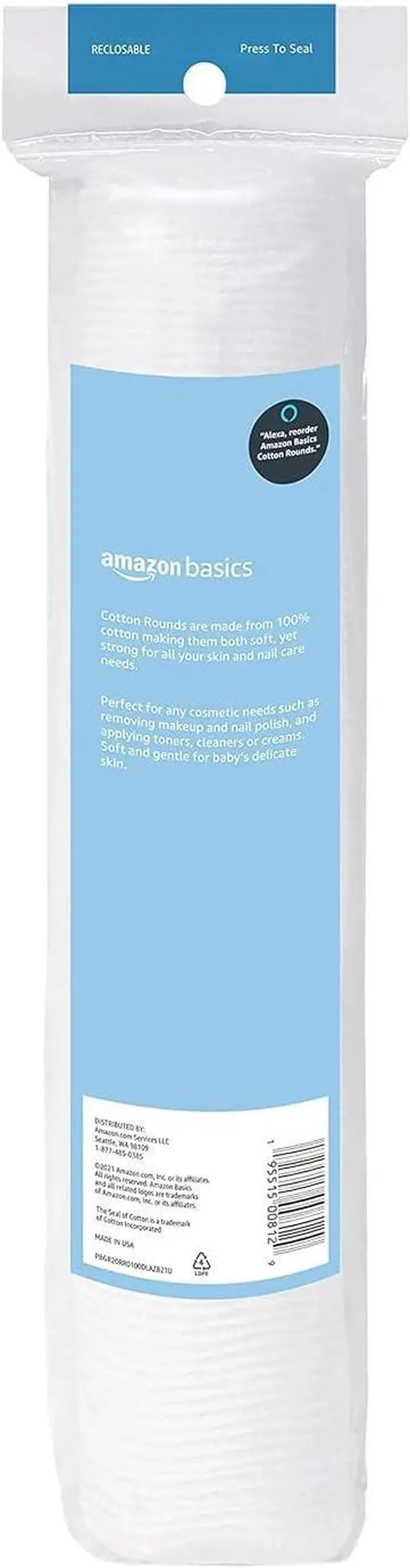 Alt view image 2 of 6 - Amazon Basics Hypoallergenic Cotton Rounds for Makeup Removal and Skincare, 100 Count, 1 Pack