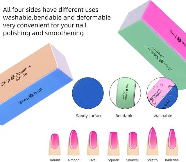 Alt view image 6 of 7 - SKYPIA 2 Packs 4 Way Nail Buffer Block Nail Files and Buffers, Smooth & Buff & Shine Professional Nail Files (2 Counts)