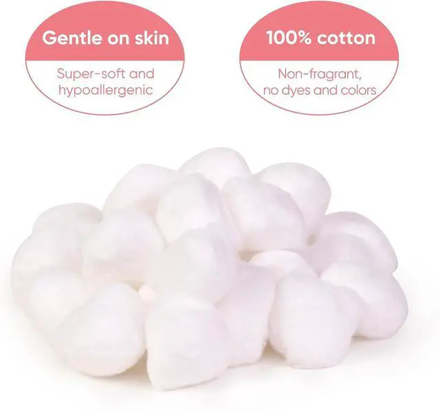 Alt view image 2 of 7 - Icotle 100% Pure Cotton Balls, Large Size, Soft and Absorbent for Make-Up, Nail Polish Removal, Pet Care, Applying Lotion or Powder and First-Aid for Everyday Household Use, 100 Count