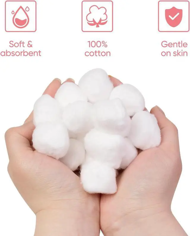 Alt view image 4 of 7 - Icotle 100% Pure Cotton Balls, Large Size, Soft and Absorbent for Make-Up, Nail Polish Removal, Pet Care, Applying Lotion or Powder and First-Aid for Everyday Household Use, 100 Count
