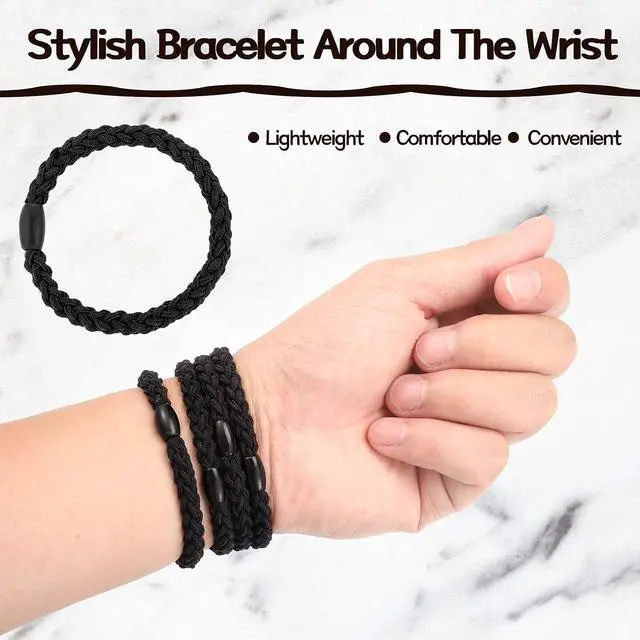 Alt view image 4 of 7 - Chuangdi 12 Pcs Braided Hair Ties Elastic Hair Bands for Women, Black | Stretch Cotton Braided Ponytail Holders, Hair Bracelets Accessories