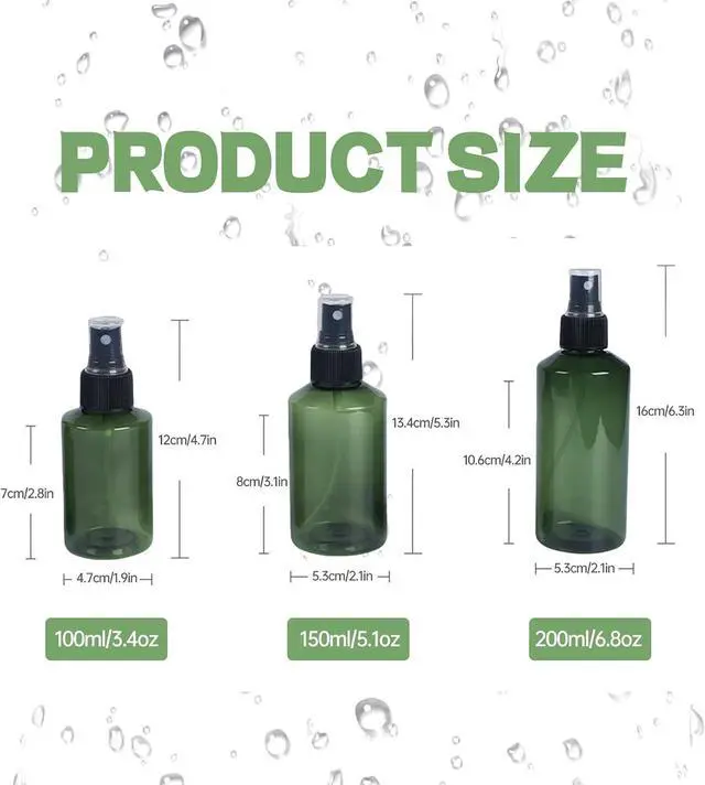 Alt view image 2 of 7 - Travel Spray Bottle Small,Water Spray Bottle for Plants Hair | 3.1oz+5.4oz+6.8oz Small Spray Bottle for Pet Essential Oils Cleaning Solutions (3 Pack)