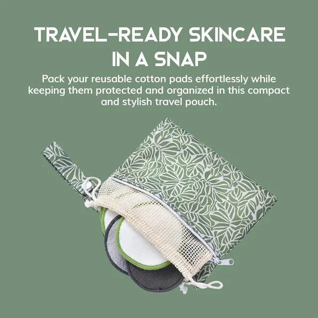Alt view image 4 of 7 - GREENZLA Reusable Makeup Remover Pads |12 Pack | Travel Set | 4 terry, 4 charcoal & 4 cotton pads | Travel pouch & laundry bag included