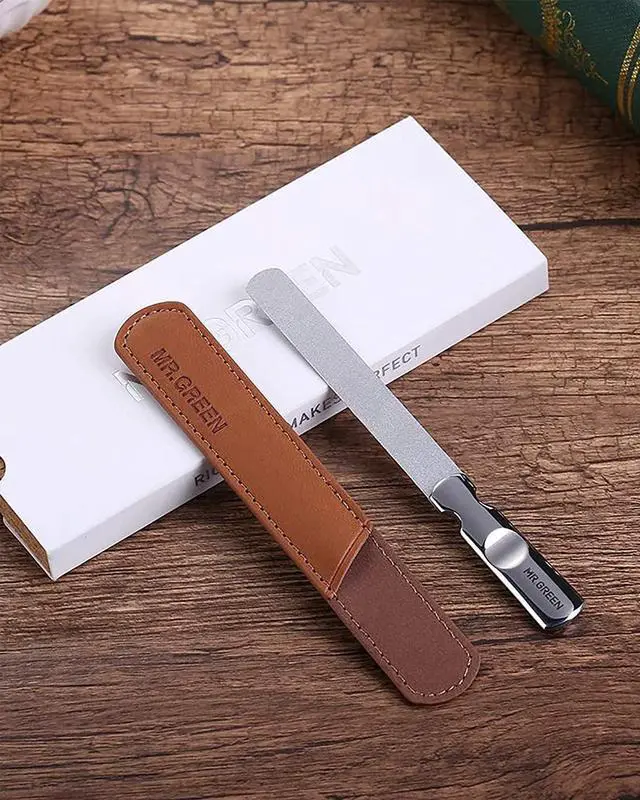 Alt view image 5 of 6 - MR.GREEN Stainless Steel Nail File with Anti-Slip Handle and Leather Case, Double Sided and Files Nails Easily for Men and Woman