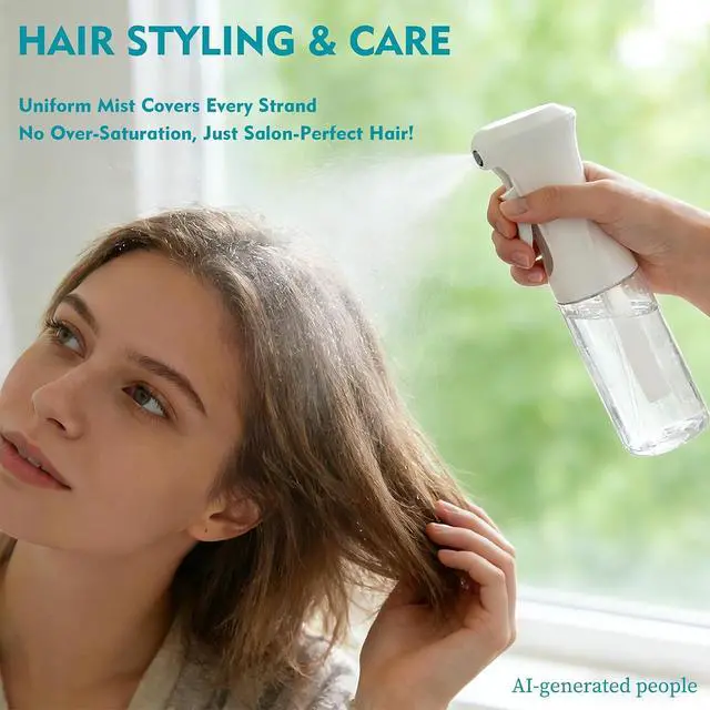 Alt view image 5 of 7 - Continuous Spray Bottle for Hair, 6.8 OZ Ultra Fine Mist Spray Bottle | Leak Proof, Pre-Compression Technology, 360° Mist Sprayer for Hair Styling, Cleaning, Watering and Pets