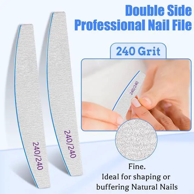 Alt view image 3 of 6 - 12 PCS Professional Nail File, 240/240 Grit Nail Files for Natural Nails Emery Boards Nail File Doubled Sides Washable Fine Grit Nail File Manicure Tools for Home and Salon Use