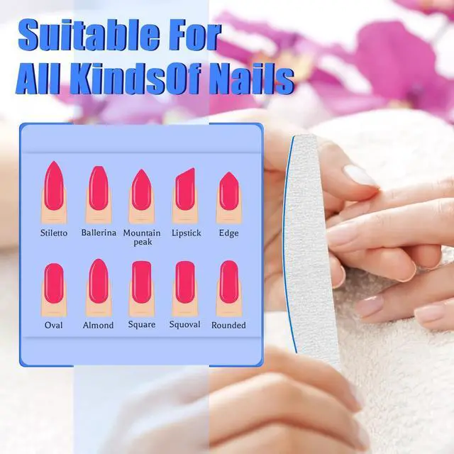 Alt view image 5 of 6 - 12 PCS Professional Nail File, 240/240 Grit Nail Files for Natural Nails Emery Boards Nail File Doubled Sides Washable Fine Grit Nail File Manicure Tools for Home and Salon Use